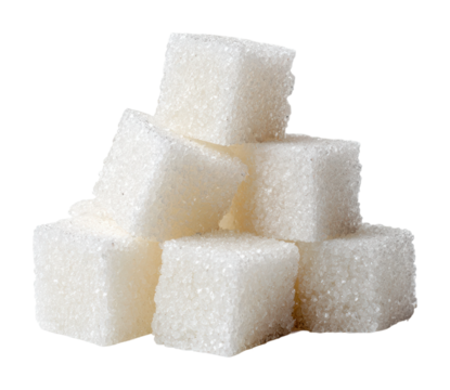 Sugar cubes stacked in food minimalist isolated on transparent background