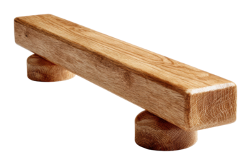 Wooden balancing beam for gymnastics training sport isolated on transparent background