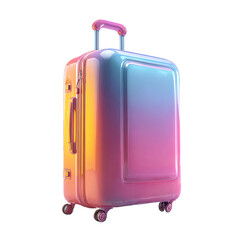 Vibrant, colorful suitcase with a smooth, gradient finish