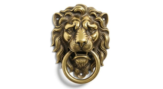 Elegant brass lion head door knocker, regal statement