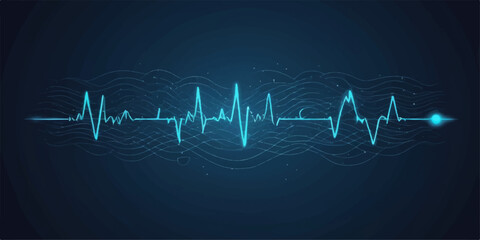 EKG vector heartbeat on a monitor, with a green wave illustrating a healthy cardio pulse