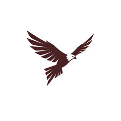 Naklejka premium Majestic Eagle Silhouette Flying With Spread Wings on White Background