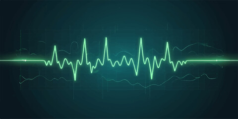 Obraz premium The vibrant green EKG wave on a medical monitor illustrates a healthy heartbeat rate, symbolizing the