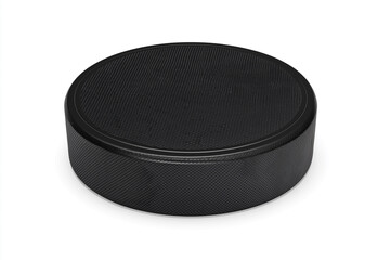 High-quality hockey puck isolated on white background, perfect for sports, game, and competition-related projects, with space for text or branding.