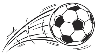 Dynamic Soccer Ball in Motion Illustration with Speed Lines. Black and White Graphic for Sports, Games, and Athletic Concepts.