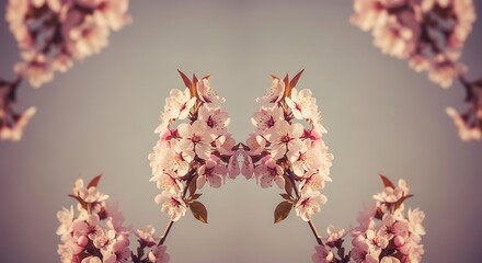 Symmetrical Cherry Blossom Branches in Focus.