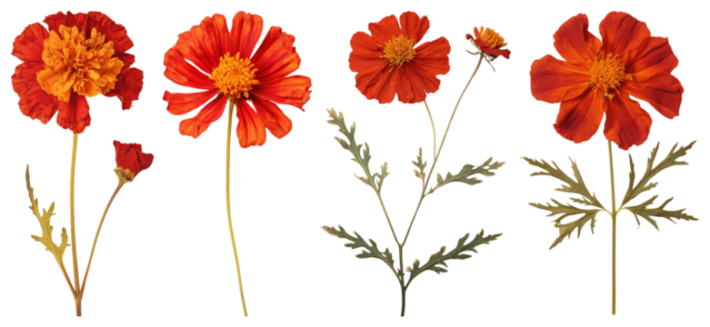 PNG Vibrant orange floral arrangement, element set on transparent background