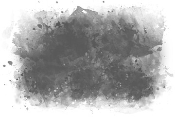 Grunge painting and abstract ink blobs. Marble-style texture of black paint strokes. designs for wallpaper. An isolated watercolor illustration created by hand on a transparent background