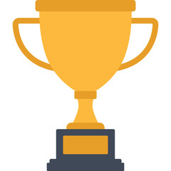 Golden trophy with two handles, award symbol illustration perfect for achievement or competition themes.

