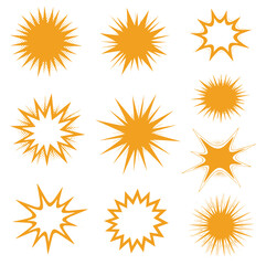 Dynamic orange burst elements for modern design projects needing vibrant energy and pop