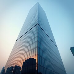 Modern Skyscraper Against Sunset Sky