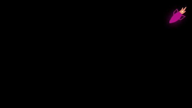 Animated video of pink rocket in black background resolution 1920X1080 pixels