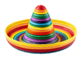 Colorful mexican sombrero on culture still life isolated on transparent background
