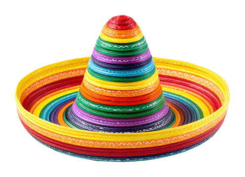 Colorful mexican sombrero on culture still life isolated on transparent background
