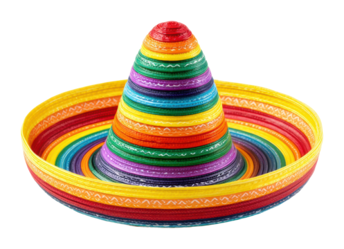 Colorful mexican sombrero on culture still life isolated on transparent background