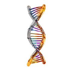 Metallic DNA helix genetic code science technology isolated on transparent White background png