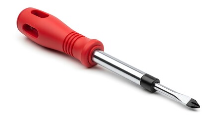 Fototapeta premium Red Handle Screwdriver Isolated on White Background.