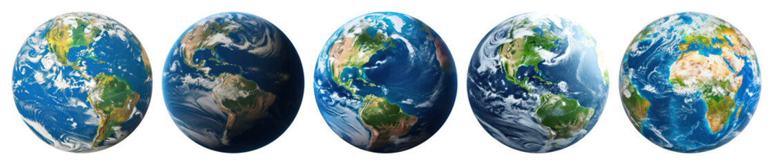 Fototapeta premium PNG Multiple Earth views in sequence, element set on transparent background