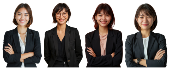 PNG Confident professional women team, element set on transparent background