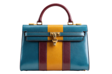 Teal, mustard, and burgundy handbag