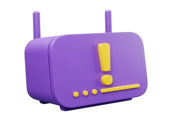 Purple Router with Yellow Exclamation Mark a Visual Representation of Network Issues and Connectivity Problems Requiring Technical Support