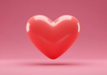 Red Heart Symbol for Love and Valentines Day on Pink Background Romance and Relationships Graphic