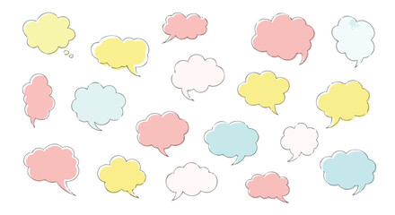 Vibrant pastel speech bubbles collection for creative communication and design projects