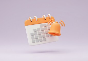 Reminder Notification with Calendar and Bell Icon for Important Dates and Events Orange and White Color Palette