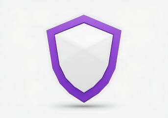 Shield Symbol with Purple Border Representing Security and Protection against Cyber Threats and Data Privacy Risks