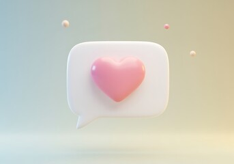 Social Media Love Notification with 3D Pink Heart and Rounded White Message Bubble a Modern Communication Symbol