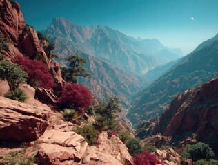 Mountain valley with vibrant foliage
