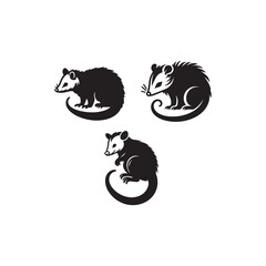 Cute Possum Face Icon Set Vector