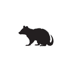 Possum Silhouette Vector on White Background