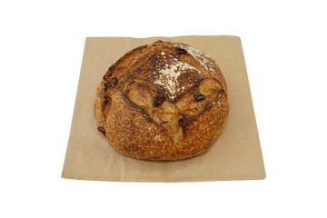Traditional Walnut Village Bread Loaf Isolated on White Background