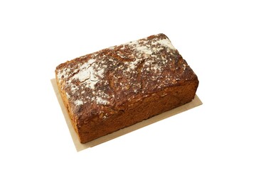Rye Bread Loaf with Flax Seeds Isolated on White Background