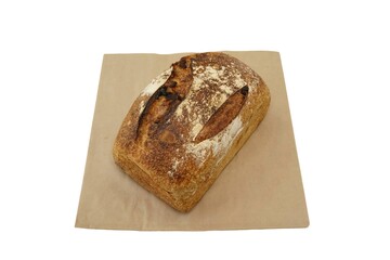 Rectangular Walnut Bread Loaf Isolated on White Background