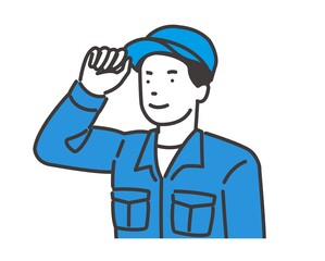 帽子を持つ男性の作業員のベクターイラスト素材