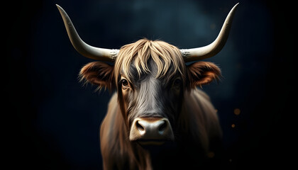 Majestic highland cow portrait scottish highlands animal photography close-up view nature's beauty