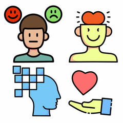Mental health and physical health themed icon pack 