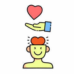 Vector art of a helping hand helping others and humans with his loving thoughts