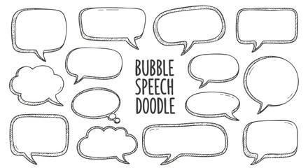 Obraz premium Hand drawn speech bubbles and thought clouds for creative communication and ideas