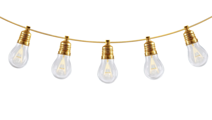 Gold string lights with Edison bulbs