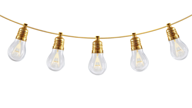 Gold string lights with Edison bulbs