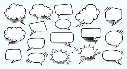 Fototapeta premium Expressive comic speech bubbles pop art, perfect for adding fun dialogue and creative messages now