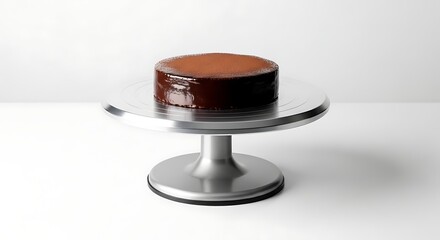 Minimalist Chocolate Cake on Rotating Stand - Studio Shot.