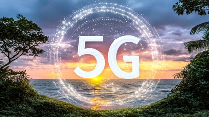 Creative visualization of the number 5g floating in the ocean signifying automated network slicing security innovations