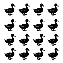 Obraz premium Vector art of black duck pattern