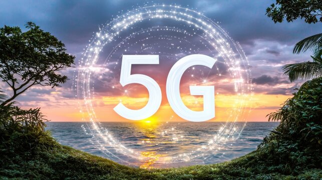 Creative visualization of the number 5g floating in the ocean signifying automated network slicing security innovations