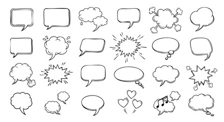Comic book speech bubbles and thought clouds for creative design and communication needs