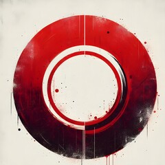 A red circle ring shape dirty grunge isolated on white background.